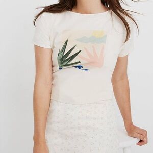 Madewell Women's Botanical Setlist Crop Tee Pearl Ivory Tropical